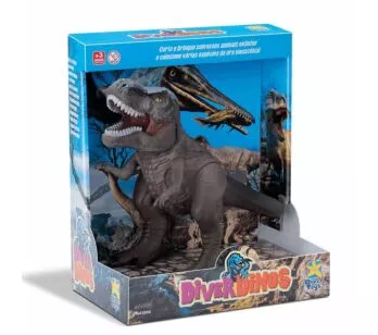 Figura Articulada - 26 cm - Diver Dinos - Dinossauro T-Rex - Divertoys