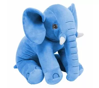 Pelúcia Infantil Almofada - 65 cm - Elefante Baby - G - Azul - W.U. Bichos de Pelúcia