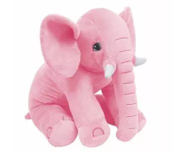 Pelúcia Infantil Almofada - 65 cm - Elefante Baby - G - Rosa - W.U. Bichos de Pelúcia
