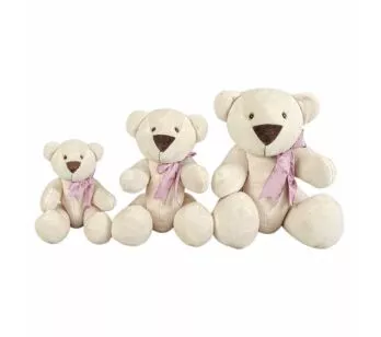 Kit Pelúcias - 3 Ursos - Ursinho Petuti Artic com Lacinho Rosa - G-M-P - Anjos Baby