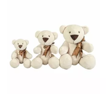 Kit Pelúcias - 3 Ursos - Ursinho Petuti Artic com Lacinho Marrom - G-M-P - Anjos Baby