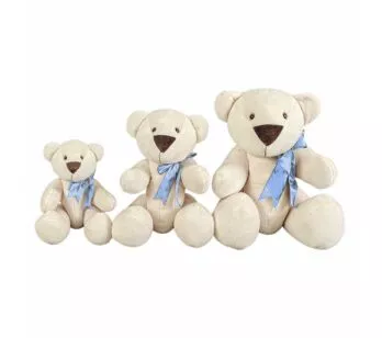 Kit Pelúcias - 3 Ursos - Ursinho Petuti Artic com Lacinho Azul - G-M-P - Anjos Baby