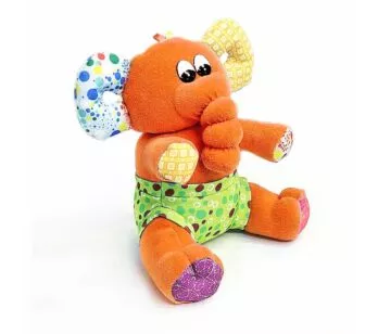 Pelúcia Infantil - 25 cm - Creck-Creck - Elefante Pipo - Laranja - Anjos Baby