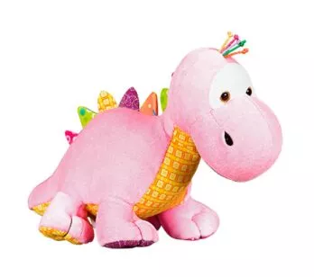 Pelúcia Infantil - 31 cm - Creck-Creck - Dinossauro Dino - Rosa - Anjos Baby