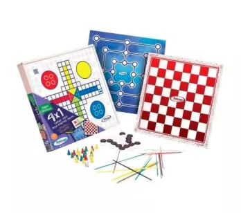 Kit Jogos Clássicos - 4 em 1 - Dama - Ludo - Trilha - Pega-Varetas - Xalingo