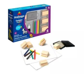 Conjunto de Artes e Atividades - Animais Selvagens - Carimbos - Xalingo