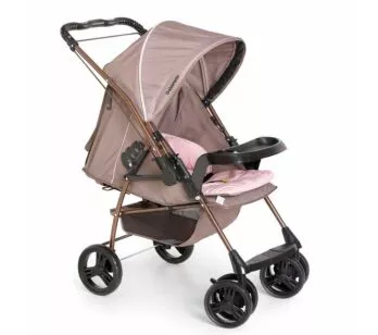 Carrinho de Bebê - Passeio-Berço - Milano Reversível 2 - Cappuccino Rosa - Galzerano