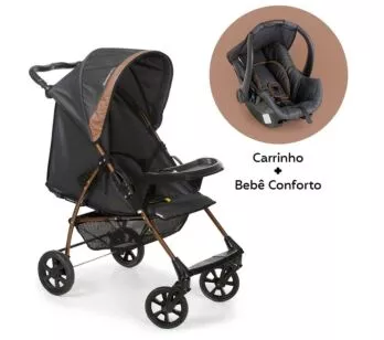 Carrinho de Bebê - Conforto - Romano Travel Coccon Slim - Preto e Cobre - Galzerano
