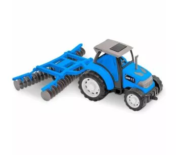Trator Roda Livre - Maxx Trator - Arado - Azul - Usual Brinquedos