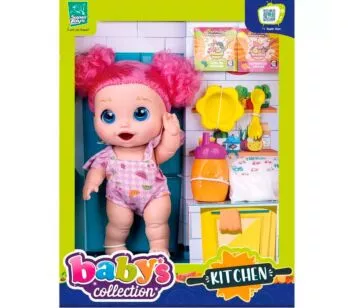 Boneca de Vinil - Baby’s Collection - Kitchen - Rosa - Super Toys