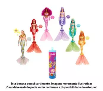 Boneca Estilo Surpresa - Barbie Color Reveal - Sereia Arco-íris - Mattel