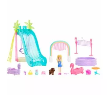 Conjunto e Boneca - Polly Pocket - Parque Aquático de Esportes - Mattel