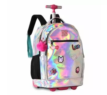 Mochila de Rodinha - 2 em 1 - Rebecca Bonbon - Holográfica - Clio Style