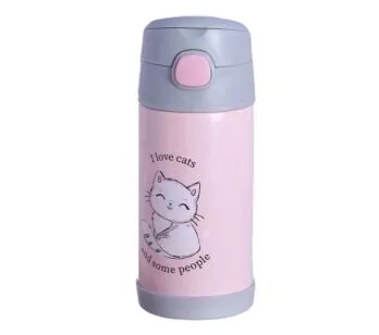 Garrafa com Canudo - Térmica - 400ml - I Love Cats - Zonacriativa