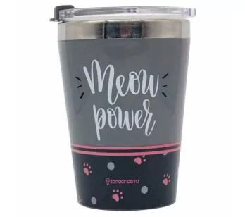 Copo com Tampa - 300ml - Gatinho - Meow Power - Zonacriativa