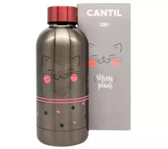 Garrafinha Mini Cantil - 400ml - Gatinho - Meow Power - Zonacriativa