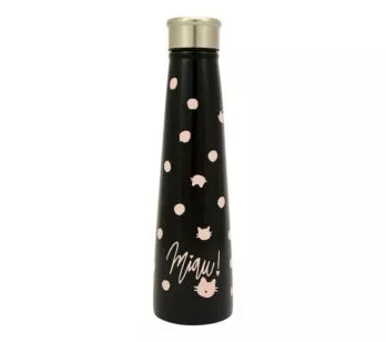 Garrafinha Cantil - 600ml - Miau - Gatinha - Preta - Uatt