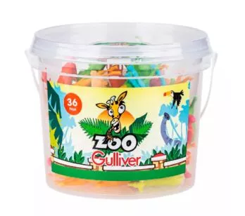 Balde de Figuras - Zoo - Animais De Vinil - 36 Peças - Gulliver