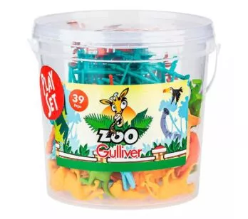 Balde de Figuras - Zoo - PlaySet com Animais - 39 Peças - Gulliver