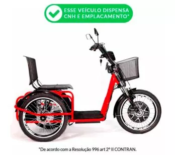 Triciclo Elétrico - Village PAM - 800w Lithium - Vermelho - Plug and Move
