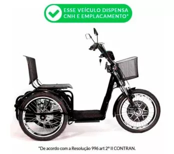 Triciclo Elétrico - Village PAM - Cesta - 800w Lithium - Preto - Plug and Move (1)