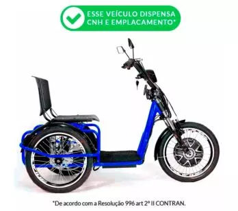 Triciclo Elétrico - Village PAM - 800w - Azul - Plug and Move