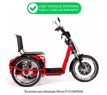 Triciclo Elétrico - Village PAM - 800w Lithium - Vermelho - Plug and Move