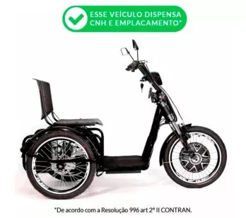 Triciclo Elétrico - Village PAM - 800w Lithium - Preto - Plug and Move