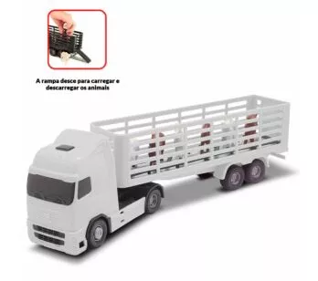 Caminhão Roda Livre - Voyager Boiadeiro - Branco - Roma Brinquedos