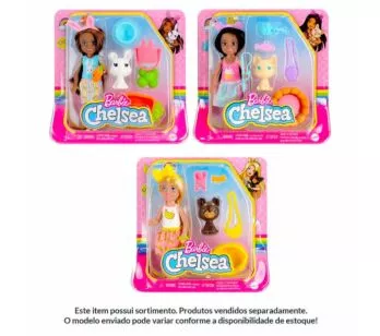 Boneca e Figura - Barbie Chelsea com Pets - Sortida - Mattel