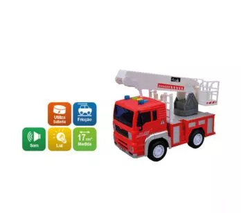 Caminhão de Fricção - Bombeiro - Luz e Som - DM Toys