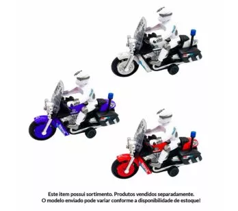 Moto de Fricção - Polícia - Luz e Som - Sortida - DM Toys