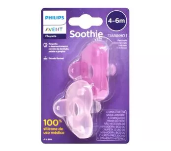 Kit 2 Chupetas - Soothie - 4-6m - Rosa - Philips Avent