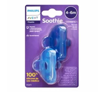 Kit 2 Chupetas - Soothie - 4-6m - Azul - Philips Avent