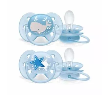 Kit 2 Chupetas - Ultra Soft - 6-18m - Baleia-Estrelas - Philips Avent