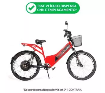 Bicicleta Elétrica - Confort Full - 800w - Vermelha - Duos Bikes