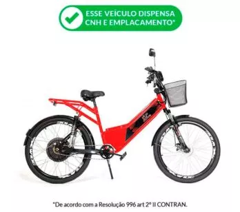 Bicicleta Elétrica - Street Plus PAM - 800w 48v - Vermelha - Plug and Move