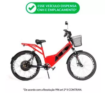 Bicicleta Elétrica - Street Plus PAM - 800w 48v Lítio - Vermelha - Plug and Move