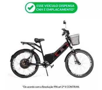 Bicicleta Elétrica - Street Plus PAM - 800w 48v Lítio - Preta - Plug and Move