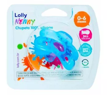 Chupeta - 100% Silicone - Lolly Nenny - 0-6m - Azul - Lolly