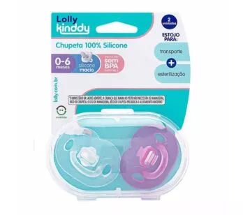 Kit 2 Chupetas - Silicone - 0-6m - Rosa - Lolly Kinddy