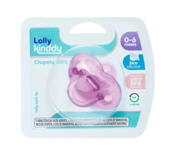 Chupeta - 100% Silicone - Lolly Kinddy - 0-6m - Rosa - Lolly