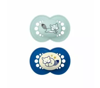 Kit 2 Chupetas - SkinSoft - Day Night - Brilha no Escuro - 16m - Azul - MAM