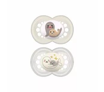 Kit 2 Chupetas - SkinSoft - Day Night - Brilha no Escuro - 16m - Focas - MAM