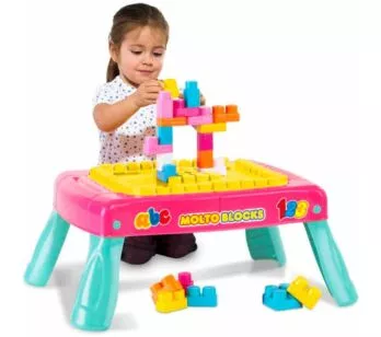 Blocos de Montar - Baby Land - Mesinha Criativa - Rosa - Cardoso Toys