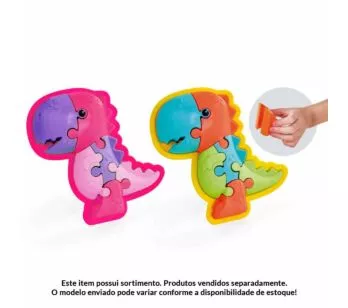 Quebra-Cabeça Didático 3D - 7 Peças - Happy - Dino - Sortido - Usual Brinquedos