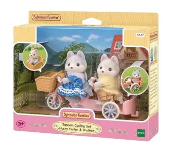 Figuras - Sylvanian Families - Conjunto Bicicleta Dupla - Irmã e Irmão Huskys - Epoch Magia