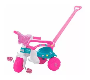 Triciclo Infantil - Passeio e Pedal - Butterfly - Rosa - Magic Toys