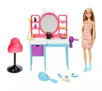 Conjunto e Boneca - Barbie Totally Hair - Salão de Beleza - Mattel