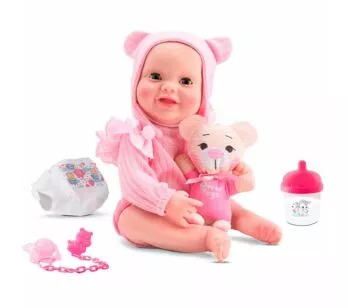 Boneca de Vinil - Diver New Born Unique - Body Rosa - Divertoys